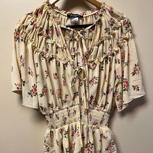 Floral cinch top with front ties
